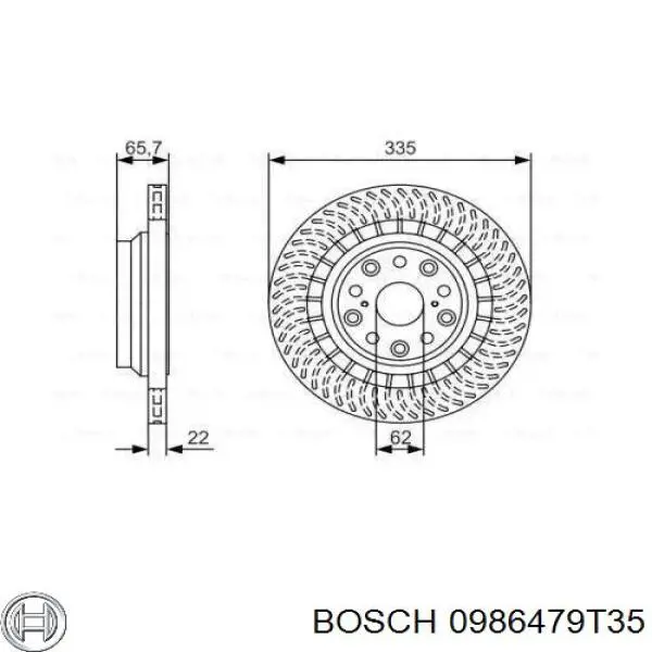 0986479T35 Bosch диск гальмівний задній