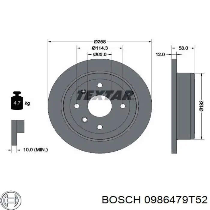 0986479T52 Bosch диск гальмівний задній
