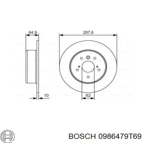 0986479T69 Bosch диск гальмівний задній