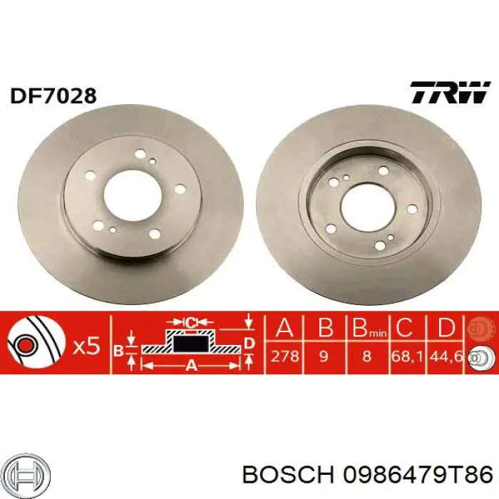 Задні дискові гальма Bosch 0986479T86 ціна, від 24.47 USD