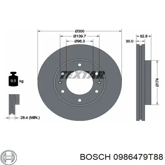 0986479T88 Bosch диск гальмівний передній