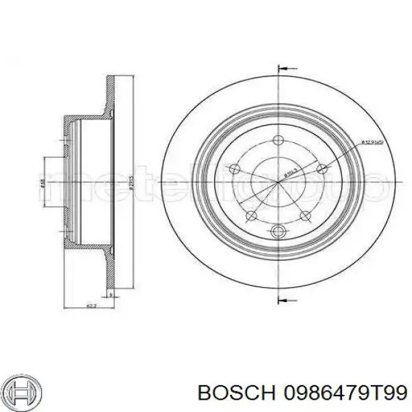 Диск переднього гальма Bosch 0986479T99 ціна, від 35.83 USD