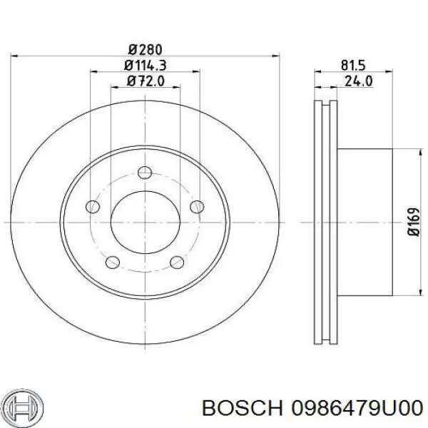 Диск гальмівний передній Bosch 0986479U00