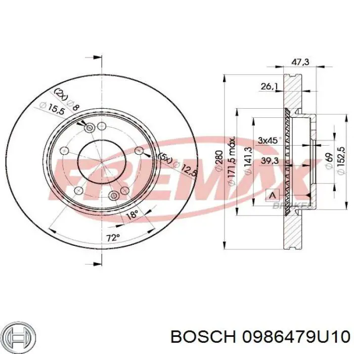 Купити 0986479U10 Bosch Ротор гальмівний