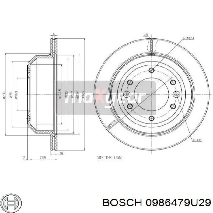 Задні дискові гальма Bosch 0986479U29 ціна, від 58.48 USD