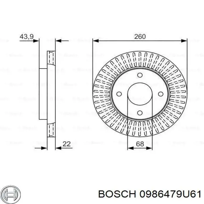 Диск переднього гальма Bosch 0986479U61 ціна, від 28.62 USD