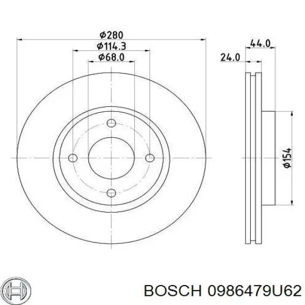 Диск переднього гальма Bosch 0986479U62 ціна, від 34.92 USD