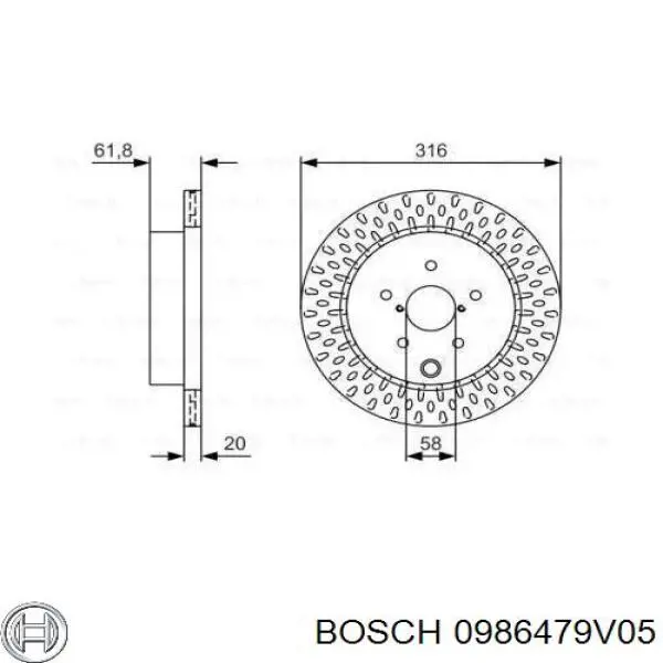 Задні дискові гальма Bosch 0986479V05 ціна, від 63.64 USD