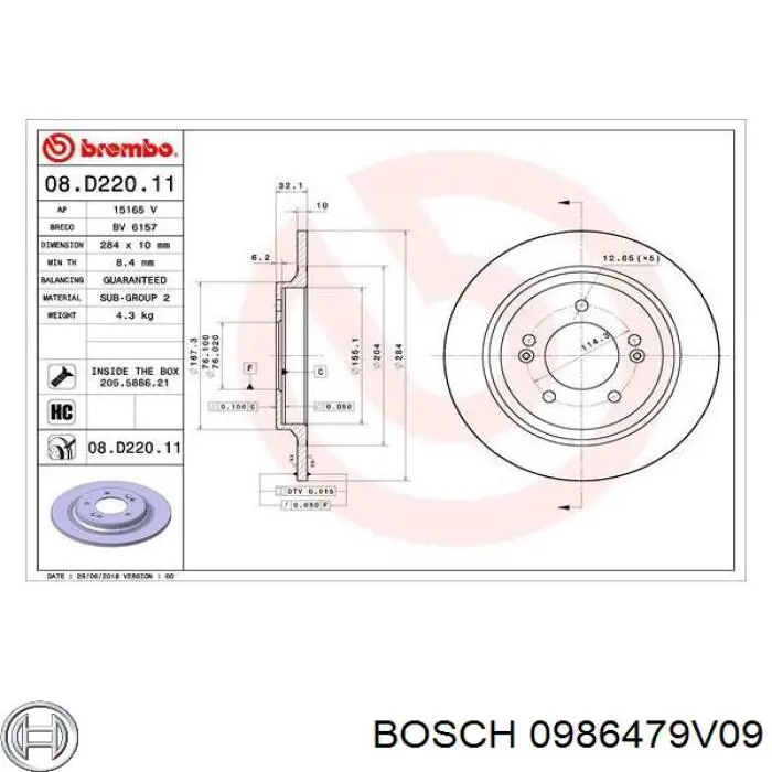 Гальмівні диски 0986479V09 Bosch