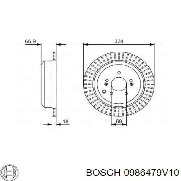 0986479V10 Bosch диск гальмівний задній