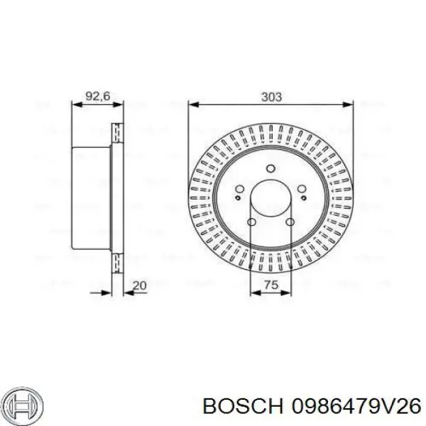 Задні дискові гальма Bosch 0986479V26 ціна, від 52.82 USD