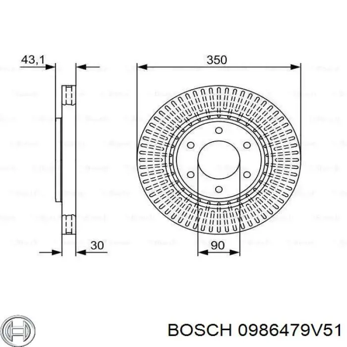 Диск гальмівний передній 0986479V51 Bosch