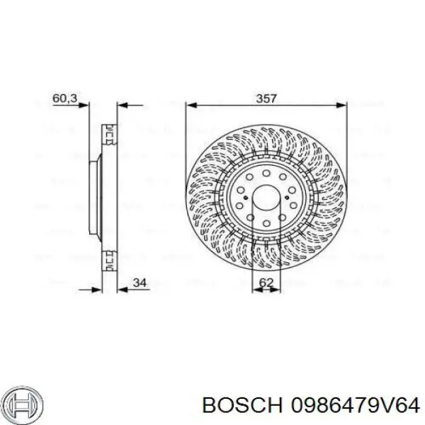 0986479V64 Bosch Гальмо дискове переднє