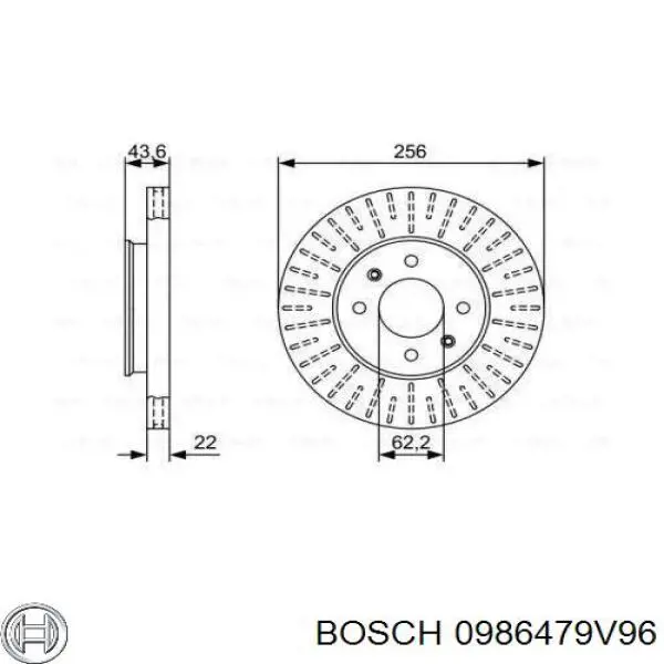 Диск гальмівний передній 0986479V96 Bosch