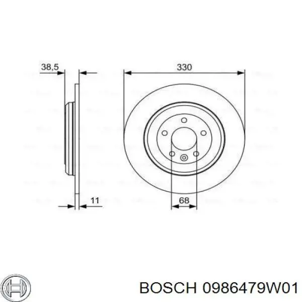 Диск гальмівний задній 0986479W01 Bosch