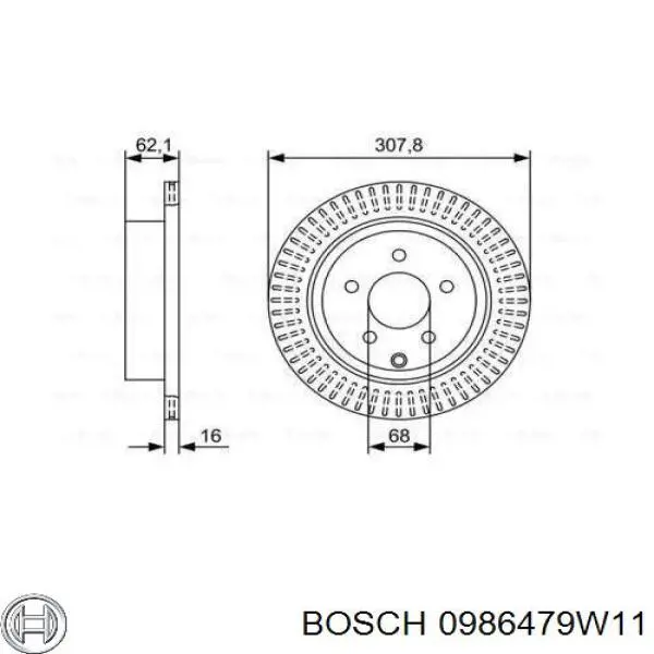 Диск гальмівний задній Bosch 0986479W11