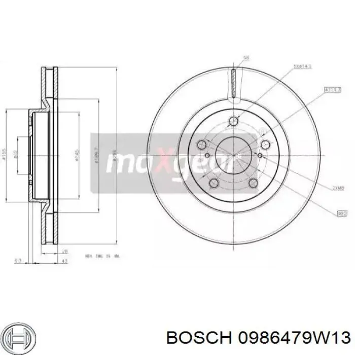 Диск гальмівний передній Bosch 0986479W13