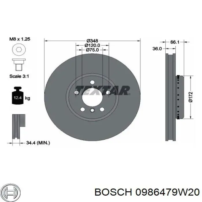 Диск переднього гальма Bosch 0986479W20 ціна, від 96.06 USD