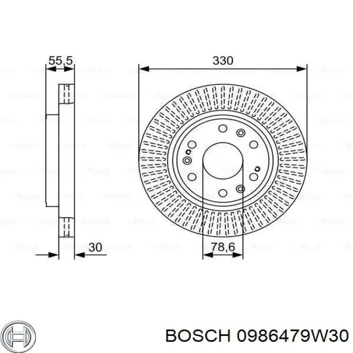 Диск переднього гальма Bosch 0986479W30 ціна, від 51.83 USD