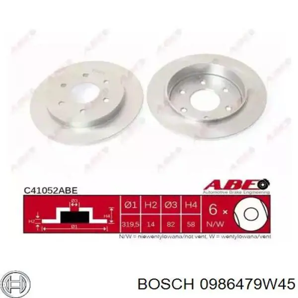 Диск переднього гальма Bosch 0986479W45 ціна, від 40.29 USD