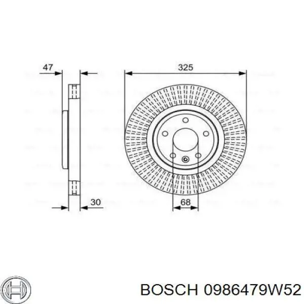 0986479W52 Bosch диск гальмівний передній