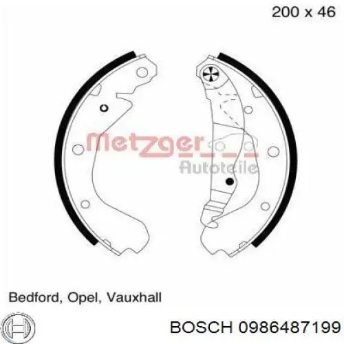 Колодки гальмові задні, барабанні Bosch 0986487199 ціна, від 18.48 USD