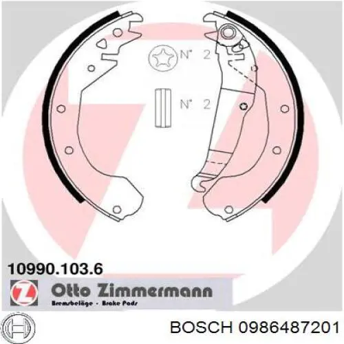 0986487201 Bosch Колодки гальмівні задні, барабанні