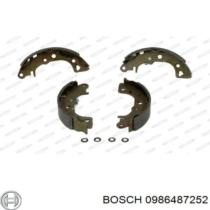 0986487252 Bosch Колодки гальмівні задні, барабанні