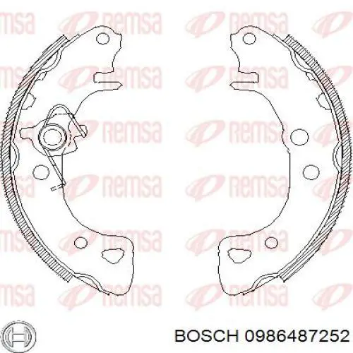Колодки гальмові задні, барабанні Bosch 0986487252 ціна, від 16.67 USD