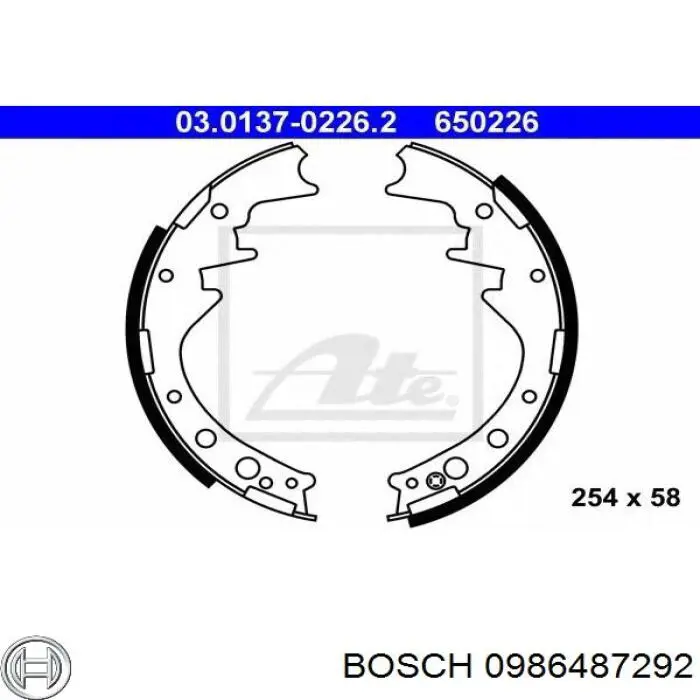 0986487292 Bosch Колодки гальмівні задні, барабанні