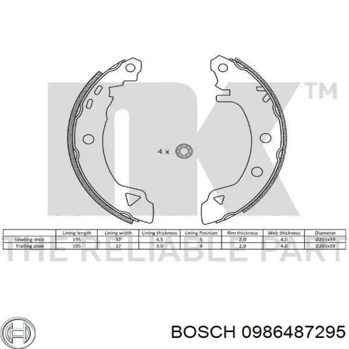 Гальма робочі задні ножні і гальмівні барабани Bosch 0986487295