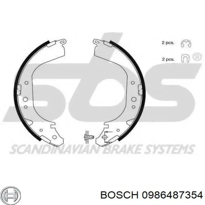 Купити 0986487354 Bosch Колодки гальмові задні, барабанні