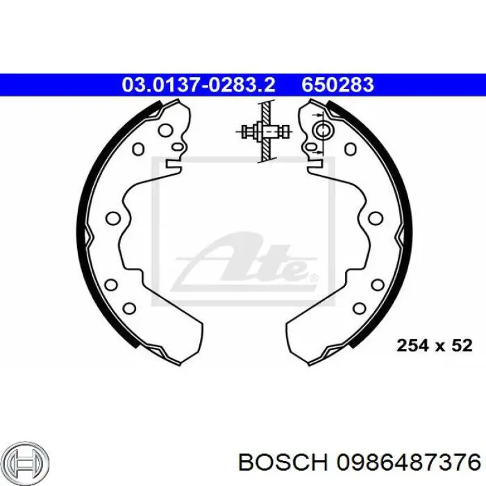 Купити 0986487376 Bosch Колодки гальмові задні, барабанні