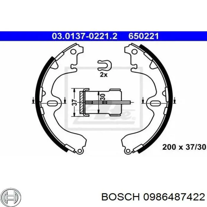 Колодки гальмові задні, барабанні 0986487422 Bosch