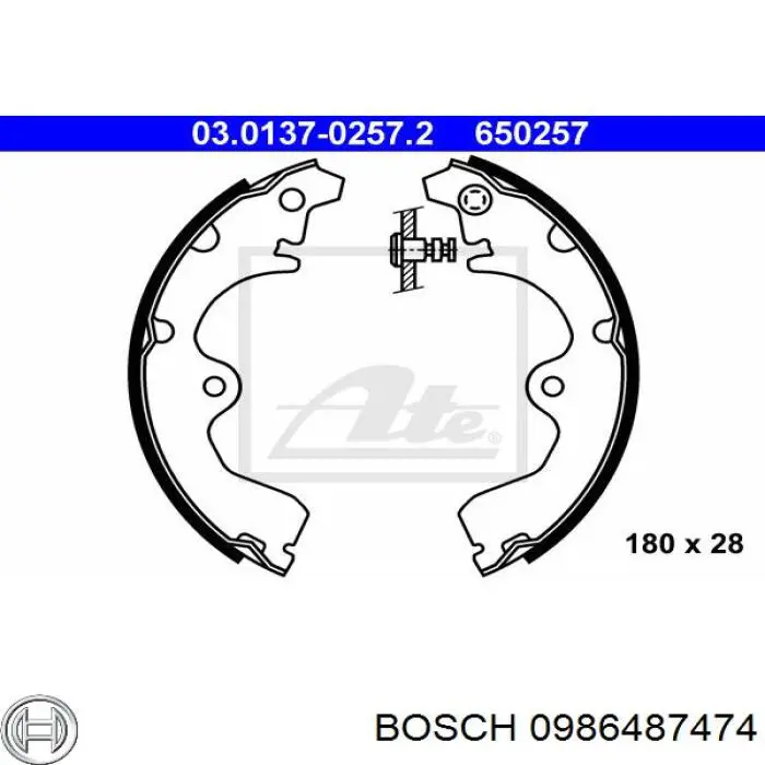 0986487474 Bosch Колодки гальмівні задні, барабанні
