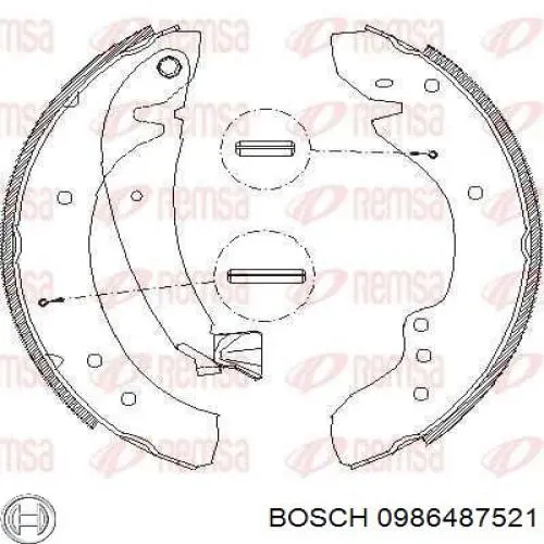 0986487521 Bosch Колодки гальмівні задні, барабанні