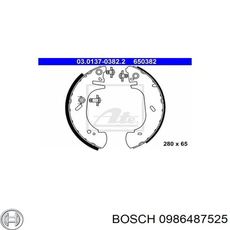 Купити 0986487525 Bosch Колодки гальмові задні, барабанні