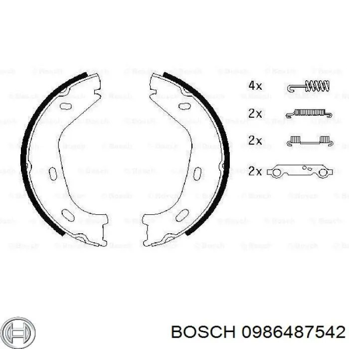 Колодки ручника/стоянкового гальма 0986487542 Bosch