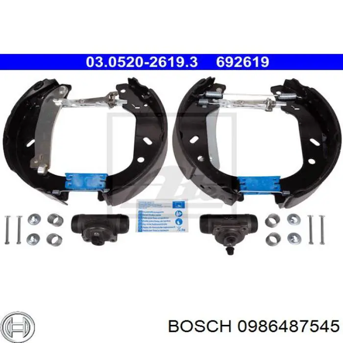 0986487545 Bosch Колодки гальмівні задні, барабанні