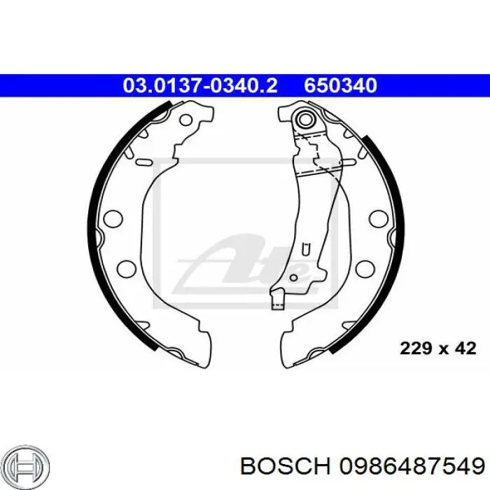 Колодки гальмові задні, барабанні 0986487549 Bosch