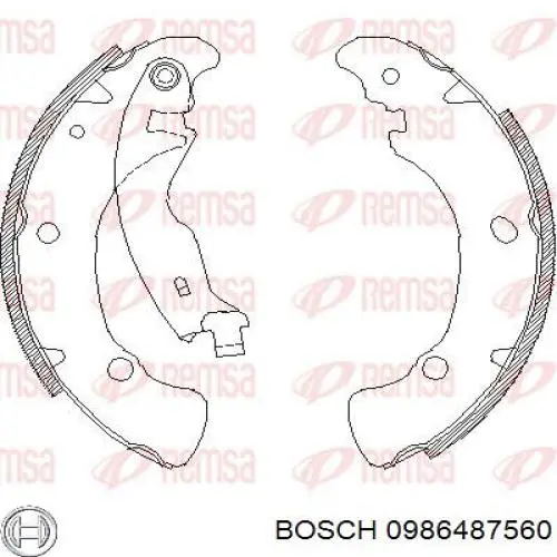 Колодки гальмові задні, барабанні 0986487560 Bosch