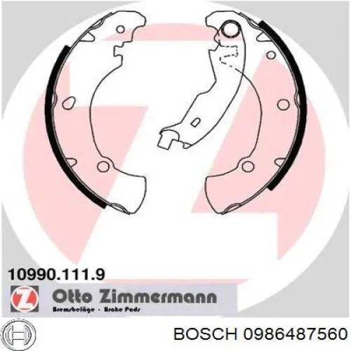 Купити 0986487560 Bosch Колодки гальмові задні, барабанні