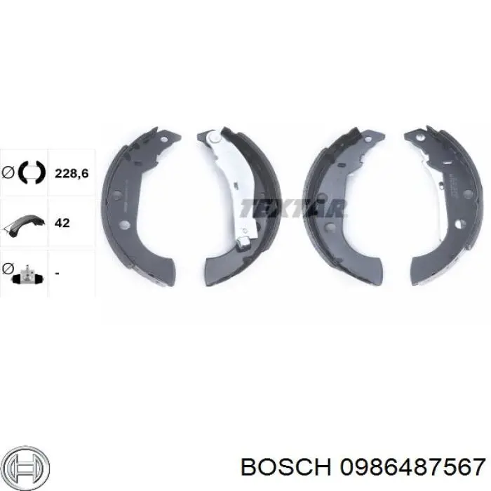 Колодки гальмові задні, барабанні 0986487567 Bosch