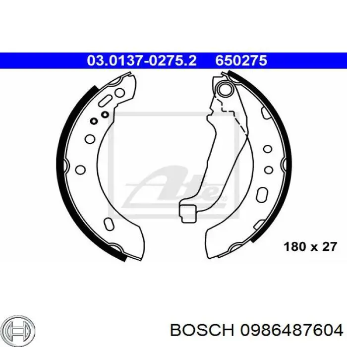 Купити 0986487604 Bosch Колодки гальмові задні, барабанні