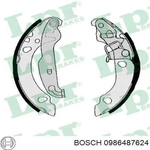 Колодки гальмові задні, барабанні Bosch 0986487624 ціна, від 30.27 USD