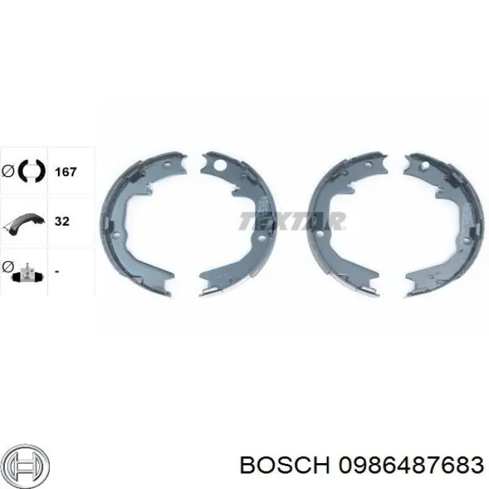 Колодки гальмові задні, барабанні Bosch 0986487683 ціна, від 26.24 USD