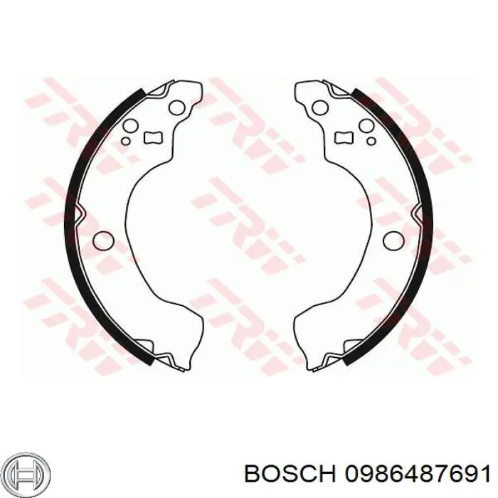 0986487691 Bosch Колодки гальмівні задні, барабанні