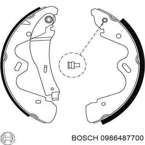 0986487700 Bosch Колодки гальмівні задні, барабанні
