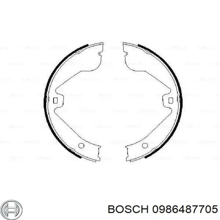 Колодки ручника/стоянкового гальма 0986487705 Bosch