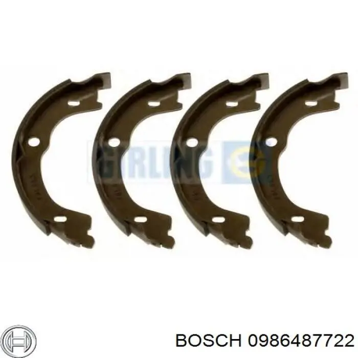 Колодки ручника/стоянкового гальма 0986487722 Bosch